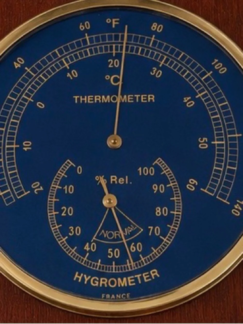 Hygrometer, Barometer, Thermometer Mahogany With Brass Corners Made In France